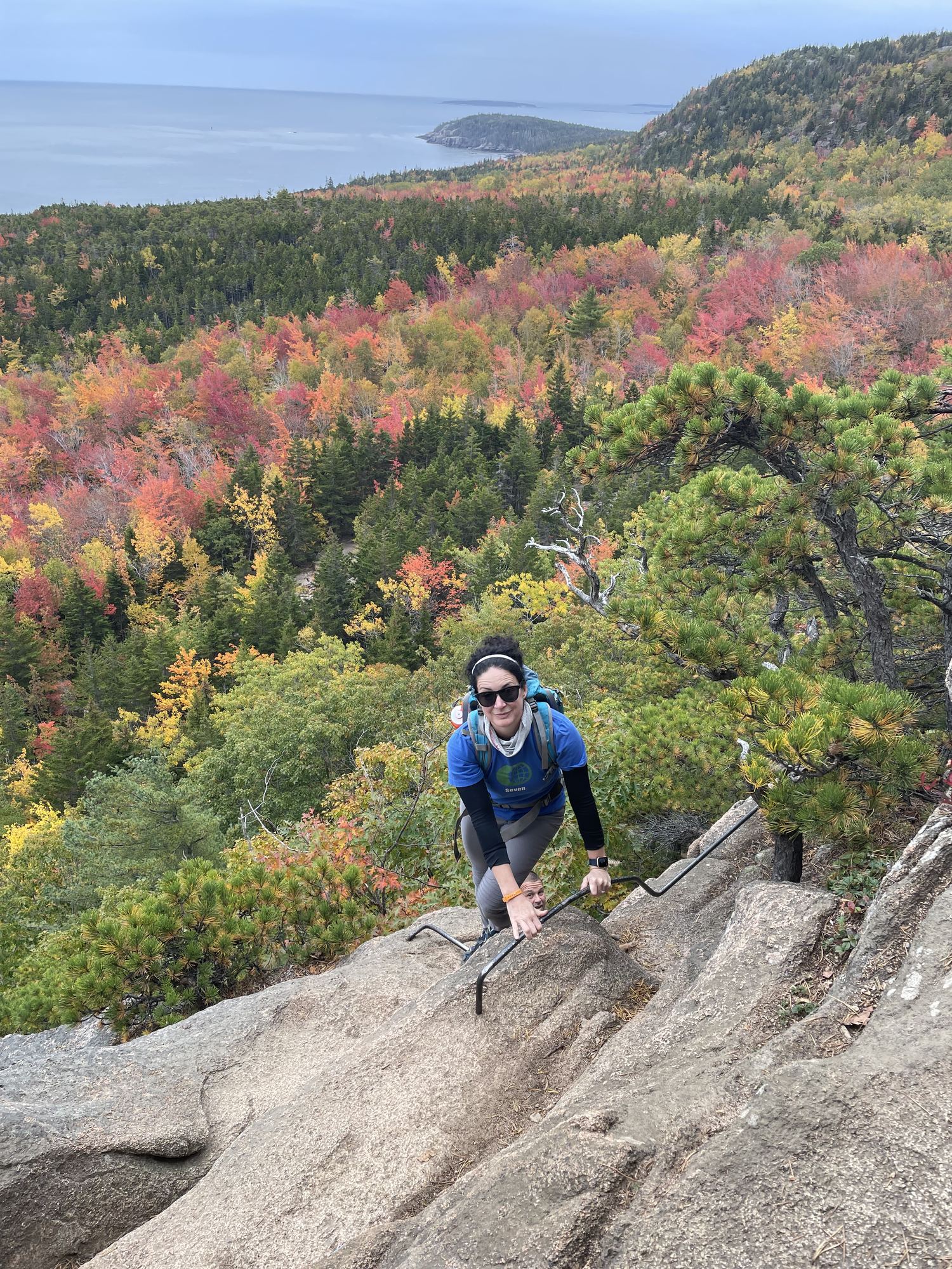 Sarah climbing in Acadia